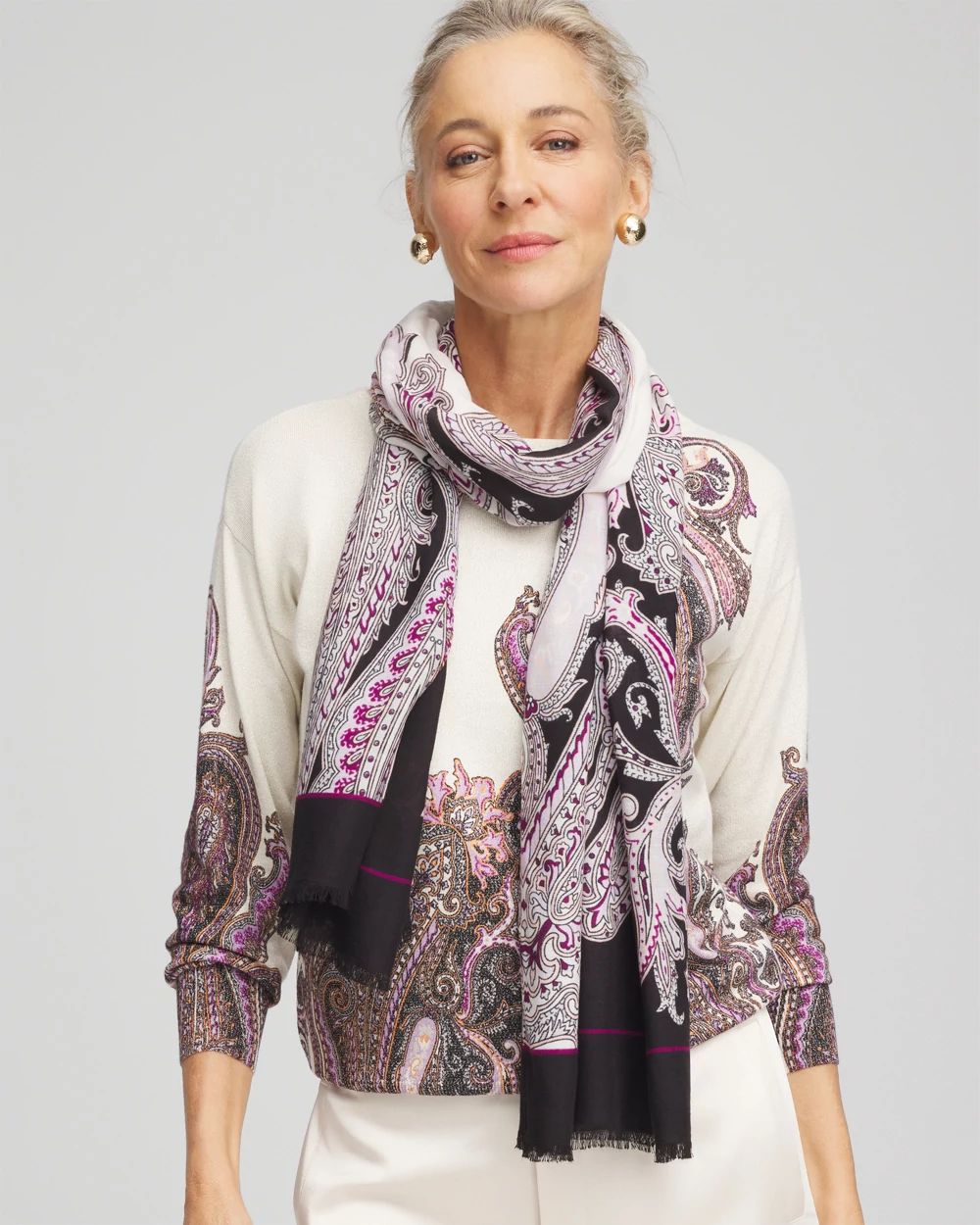 【SURGERY】paisley ice clover scarf 'charcoal' Peach Couture Classic Lightweight Heavenly Henna Paisley